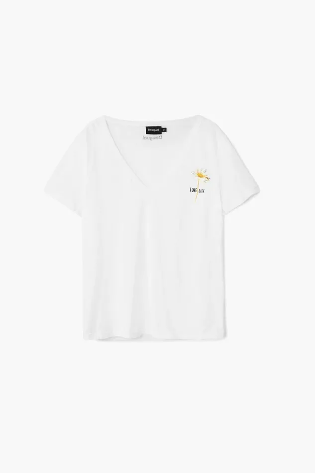 TShirts Women Desigual Plain Tshirt With Message White
