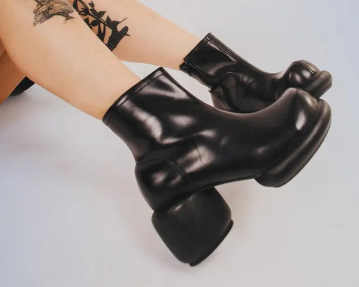 TUK Shoes Boots Women Black Burnished Bubble II Anarchic Zip Boot TUK Shoes Boots Women Black Burnished Bubble II Anarchic Zip Boot
