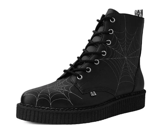 TUK Shoes Boots Women Black TUKskin 7Eye Spiderweb Glow Boot