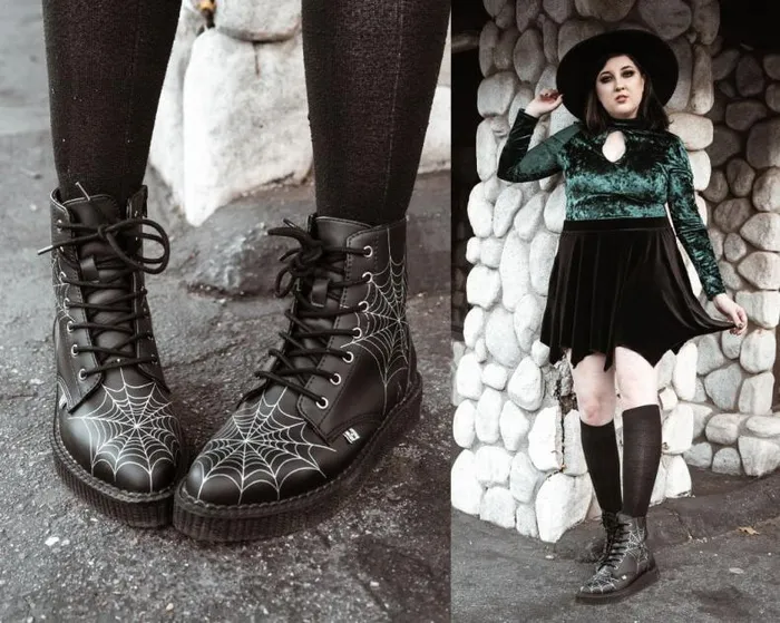 TUK Shoes Boots Women Black TUKskin 7Eye Spiderweb Glow Boot TUK Shoes Boots Women Black TUKskin 7Eye Spiderweb Glow Boot