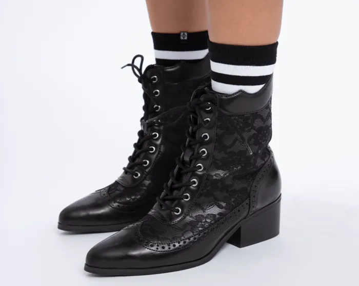 TUK Shoes Boots Women Black Victorian Anarchic Pointed Boot TUK Shoes Boots Women Black Victorian Anarchic Pointed Boot