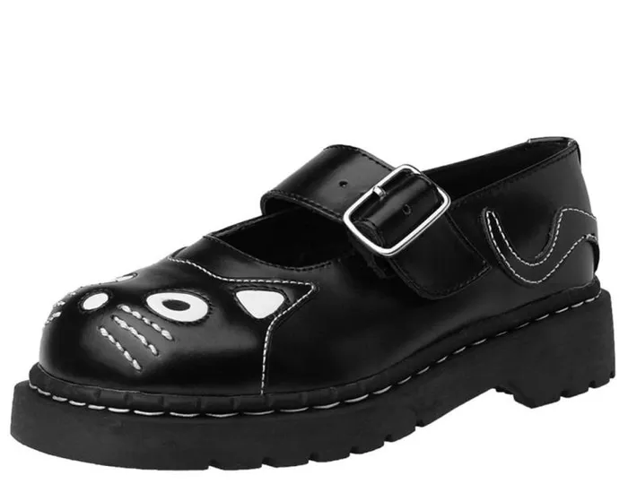 TUK Shoes Mary Janes Women Black And White Kitty Mary Jane