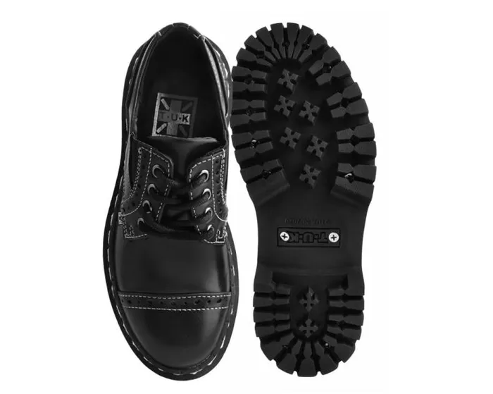 TUK Shoes Platforms Women Black Burnished Contrast Stitch Double Decker Brogue TUK Shoes Platforms Women Black Burnished Contrast Stitch Double Decker Brogue