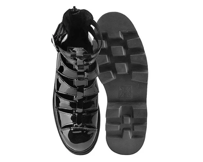 TUK Shoes Platforms Women Black Patent Gladiator Dino Lug Sandal TUK Shoes Platforms Women Black Patent Gladiator Dino Lug Sandal