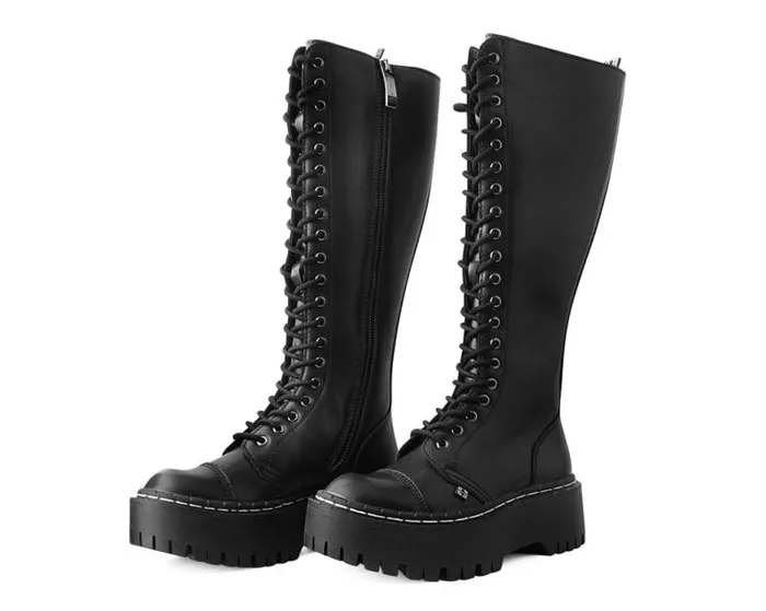 TUK Shoes Platforms Women Black TUKskin Kneehigh Double Decker Boot TUK Shoes Platforms Women Black TUKskin Kneehigh Double Decker Boot