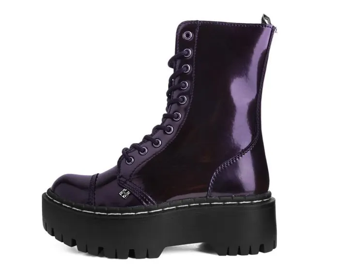 TUK Shoes Platforms Women Burgundy RubOff 10Eye Double Decker Boot TUK Shoes Platforms Women Burgundy RubOff 10Eye Double Decker Boot