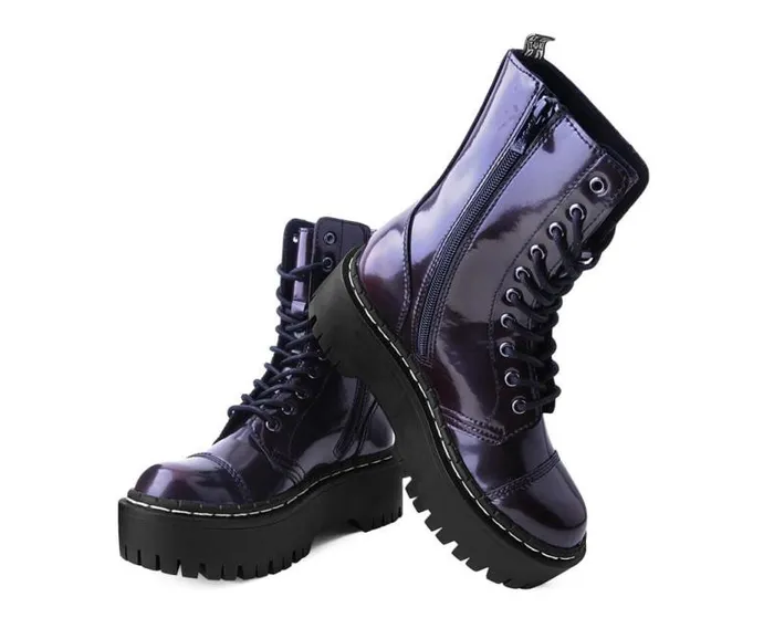 TUK Shoes Platforms Women Burgundy RubOff 10Eye Double Decker Boot TUK Shoes Platforms Women Burgundy RubOff 10Eye Double Decker Boot