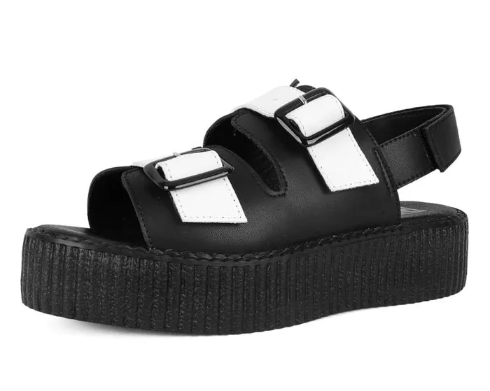TUK Shoes Sandals Women Black and White TUKskin 2Buckle Viva Mondo Sandal