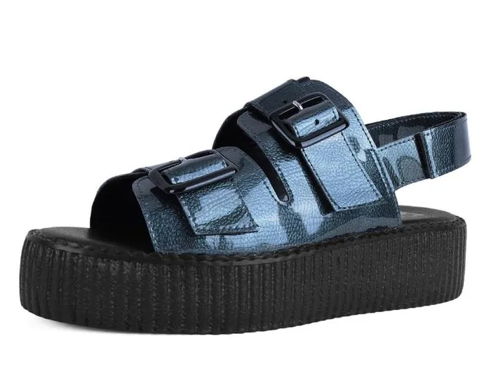 TUK Shoes Sandals Women Grey Patent 2Buckle Sandal