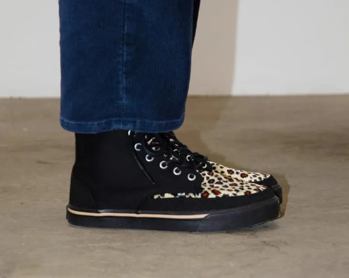 TUK Shoes Sneakers Men Black Canvas and Leopard 8Eye Sneaker Boot TUK Shoes Sneakers Men Black Canvas and Leopard 8Eye Sneaker Boot