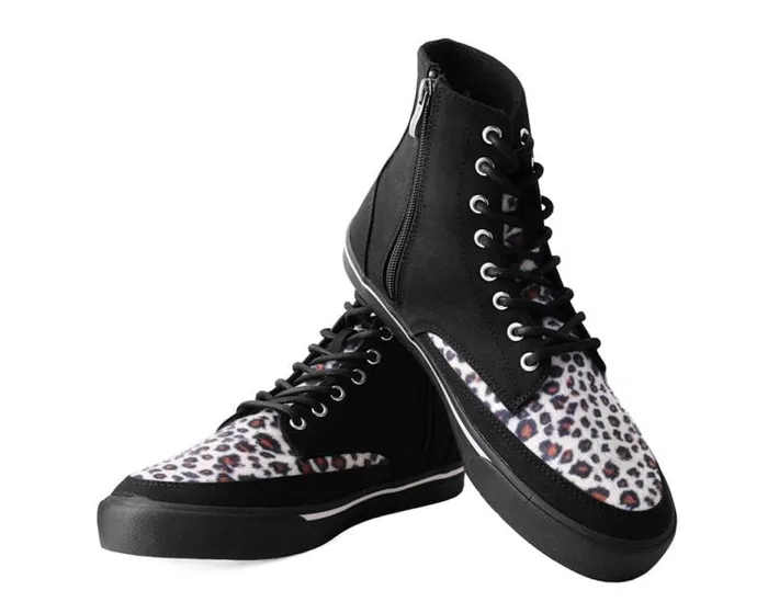 TUK Shoes Sneakers Men Black Canvas and Leopard 8Eye Sneaker Boot TUK Shoes Sneakers Men Black Canvas and Leopard 8Eye Sneaker Boot
