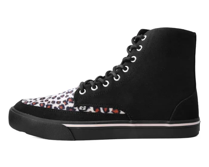 TUK Shoes Sneakers Men Black Canvas and Leopard 8Eye Sneaker Boot TUK Shoes Sneakers Men Black Canvas and Leopard 8Eye Sneaker Boot