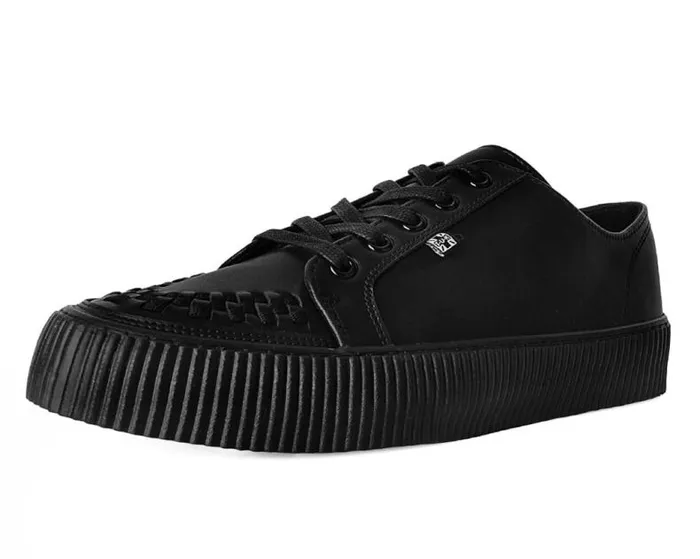 TUK Shoes Sneakers Women Black Leather LaceUp Creeper Sneaker