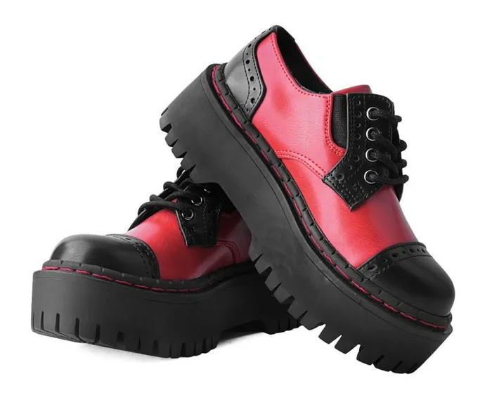 TUK Shoes Vegan Men Black and Red Double Decker Brogue TUK Shoes Vegan Men Black and Red Double Decker Brogue