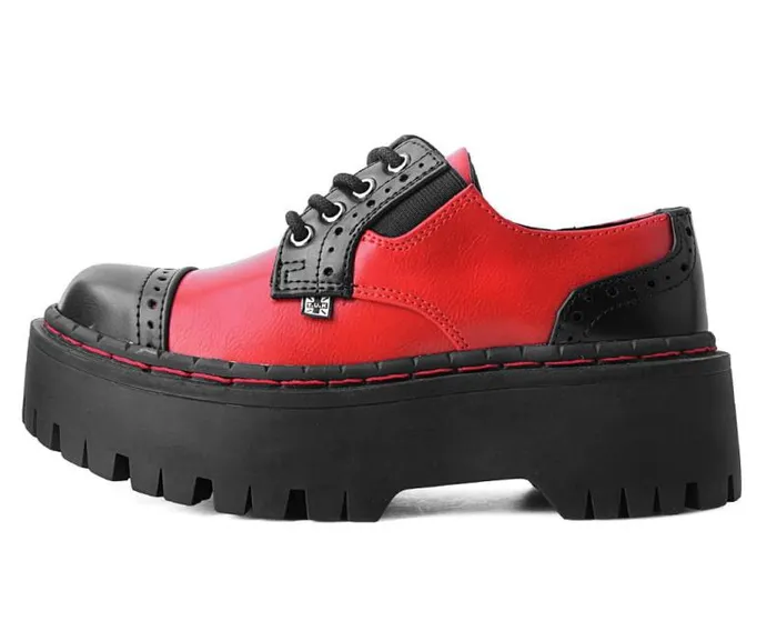 TUK Shoes Vegan Men Black and Red Double Decker Brogue TUK Shoes Vegan Men Black and Red Double Decker Brogue