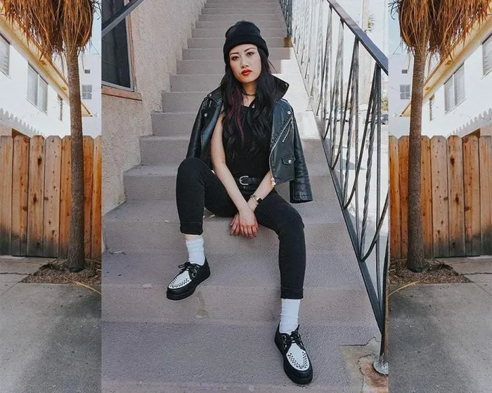 TUK Shoes Vegan Men Black and White Vegan TUKskin Viva II Creeper Shoe TUK Shoes Vegan Men Black and White Vegan TUKskin Viva II Creeper Shoe