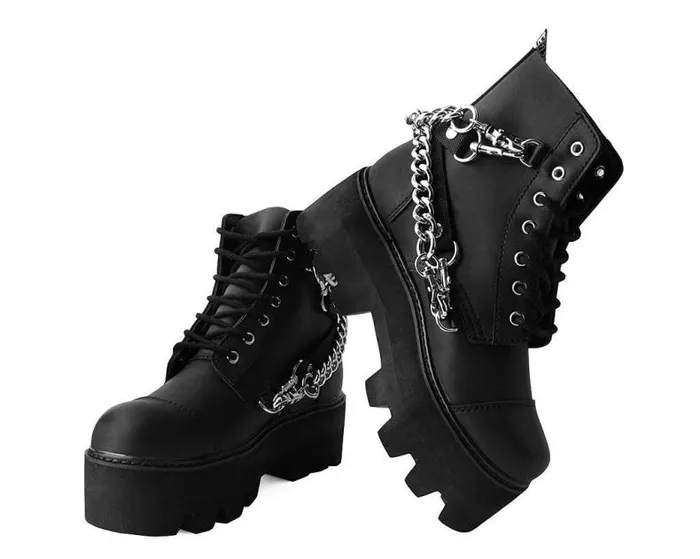 TUK Shoes Vegan Men Black Vegan 7Eye Chain and Strap Dino Lug Creeper Boot TUK Shoes Vegan Men Black Vegan 7Eye Chain and Strap Dino Lug Creeper Boot