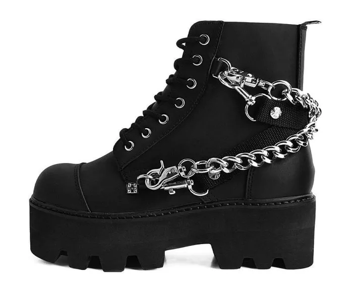 TUK Shoes Vegan Men Black Vegan 7Eye Chain and Strap Dino Lug Creeper Boot TUK Shoes Vegan Men Black Vegan 7Eye Chain and Strap Dino Lug Creeper Boot