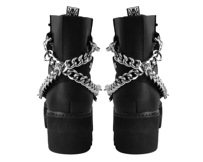 TUK Shoes Vegan Men Black Vegan 7Eye Chain and Strap Dino Lug Creeper Boot TUK Shoes Vegan Men Black Vegan 7Eye Chain and Strap Dino Lug Creeper Boot