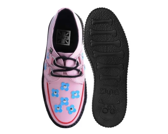 TUK Shoes Vegan Men Pink and Blue Patent Flower Viva Mondo Creeper TUK Shoes Vegan Men Pink and Blue Patent Flower Viva Mondo Creeper