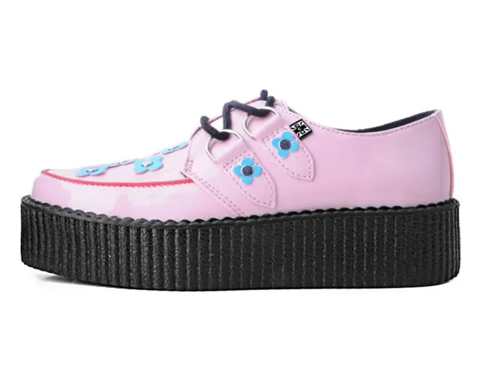 TUK Shoes Vegan Men Pink and Blue Patent Flower Viva Mondo Creeper TUK Shoes Vegan Men Pink and Blue Patent Flower Viva Mondo Creeper