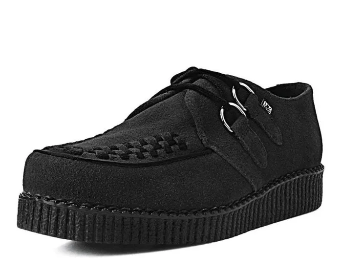 TUK Shoes Vegan Women Black Faux Suede Viva Low Creeper