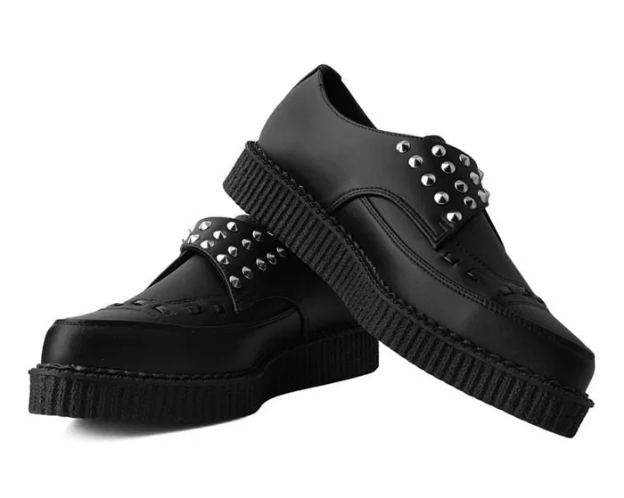 TUK Shoes Vegan Women Black TUKskin Studded Buckle Pointed Creeper TUK Shoes Vegan Women Black TUKskin Studded Buckle Pointed Creeper
