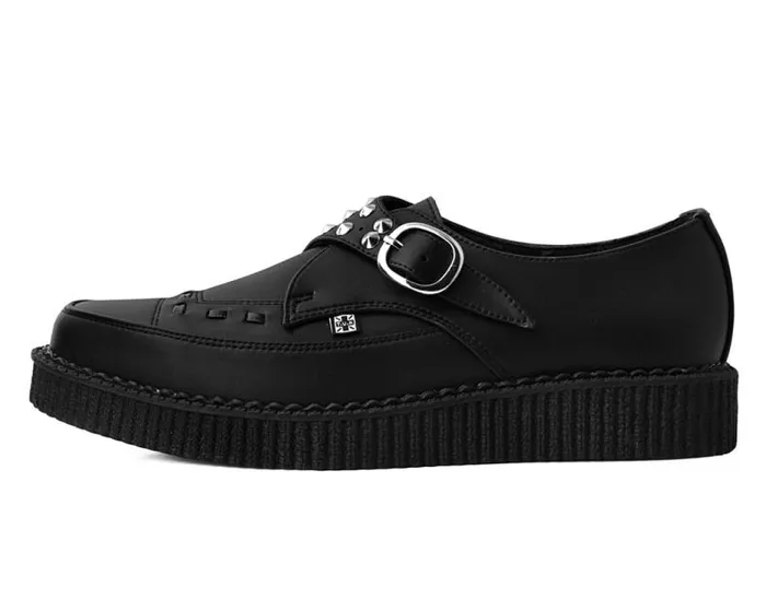 TUK Shoes Vegan Women Black TUKskin Studded Buckle Pointed Creeper TUK Shoes Vegan Women Black TUKskin Studded Buckle Pointed Creeper
