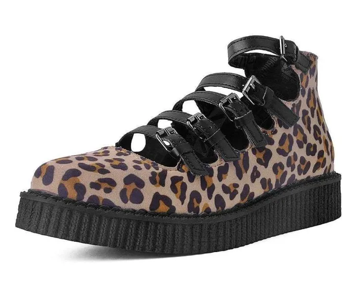 TUK Shoes Vegan Women Leopard Faux Suede Vegan MultiStrap Pointed Mary Jane Creeper Shoes TUK Shoes Vegan Women Leopard Faux Suede Vegan MultiStrap Pointed Mary Jane Creeper Shoes