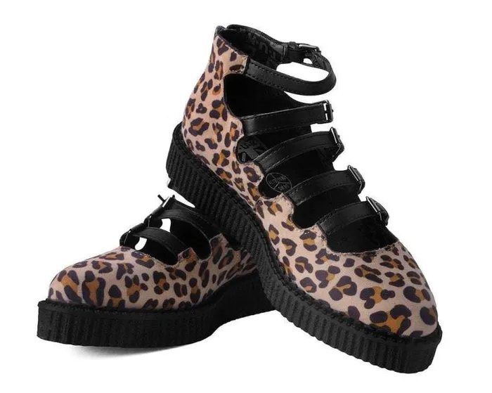 TUK Shoes Vegan Women Leopard Faux Suede Vegan MultiStrap Pointed Mary Jane Creeper Shoes TUK Shoes Vegan Women Leopard Faux Suede Vegan MultiStrap Pointed Mary Jane Creeper Shoes