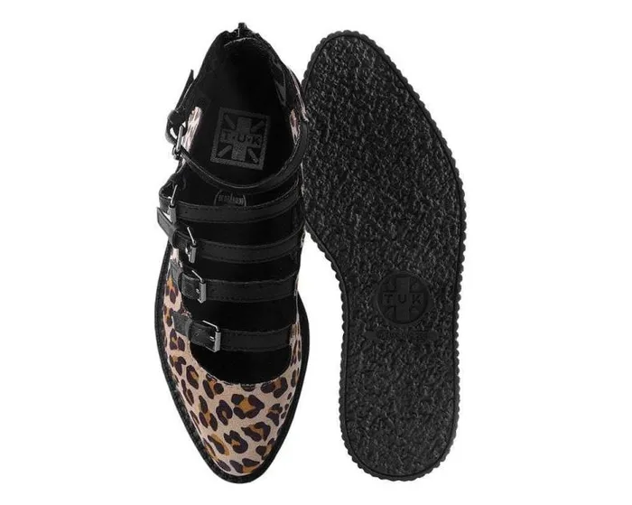 TUK Shoes Vegan Women Leopard Faux Suede Vegan MultiStrap Pointed Mary Jane Creeper Shoes TUK Shoes Vegan Women Leopard Faux Suede Vegan MultiStrap Pointed Mary Jane Creeper Shoes