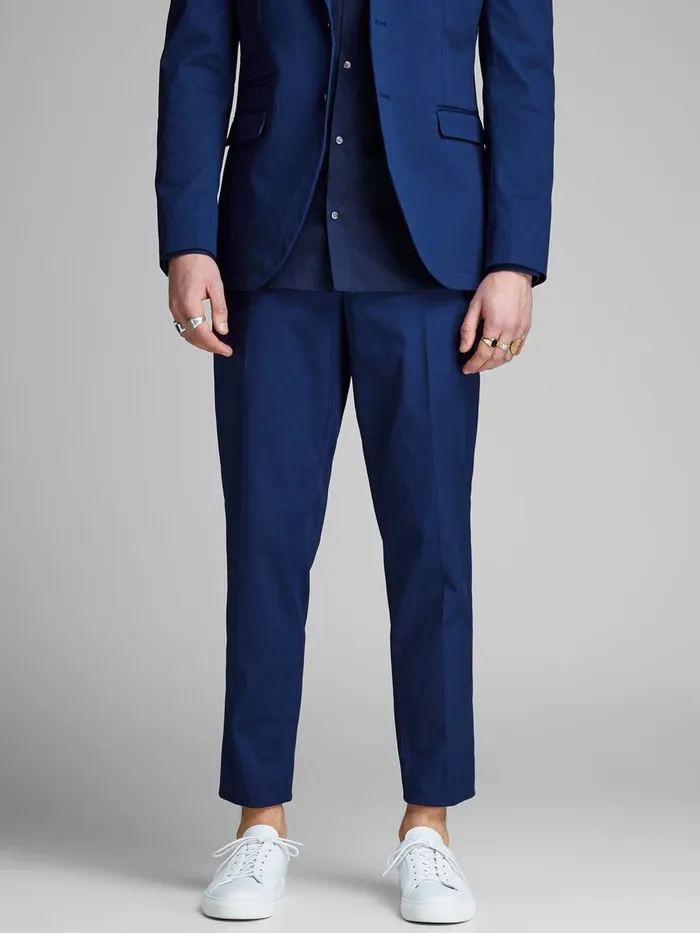 Tailoring JACK and JONES Mens AVALON PREMIUM TROUSERS Blue Blue Depths