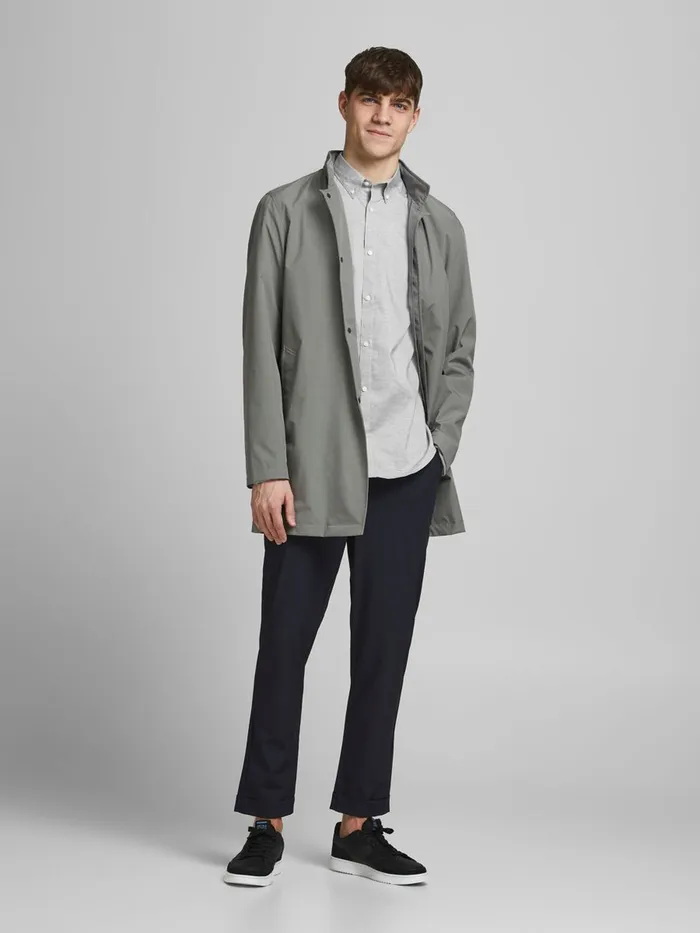 Tailoring JACK and JONES Mens BUTTONDOWN POPLIN SHORT SLEEVED SHIRT Grey Light Grey Melange