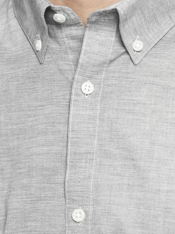 Tailoring JACK and JONES Mens BUTTONDOWN POPLIN SHORT SLEEVED SHIRT Grey Light Grey Melange