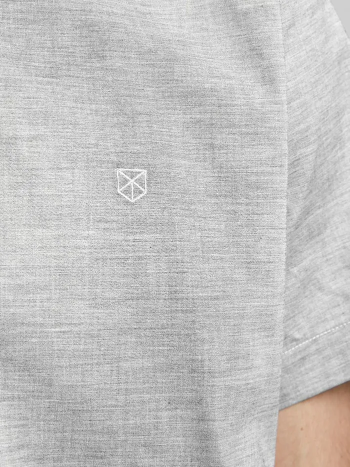 Tailoring JACK and JONES Mens BUTTONDOWN POPLIN SHORT SLEEVED SHIRT Grey Light Grey Melange