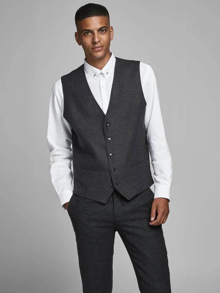 Tailoring JACK and JONES Mens FIVEBUTTON WAISTCOAT Grey Dark Grey