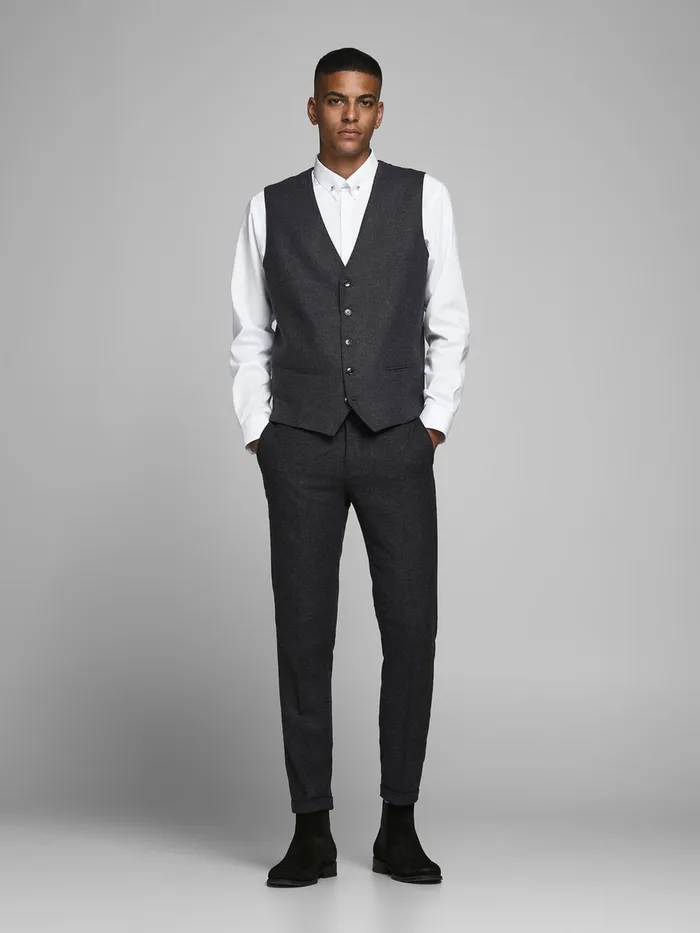 Tailoring JACK and JONES Mens FIVEBUTTON WAISTCOAT Grey Dark Grey