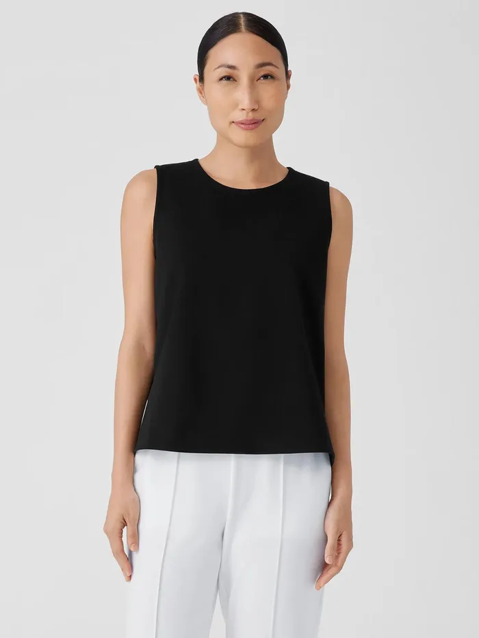 Tanks and Camis Women Eileen Fisher Washable Flex Ponte Round Neck Tank Black