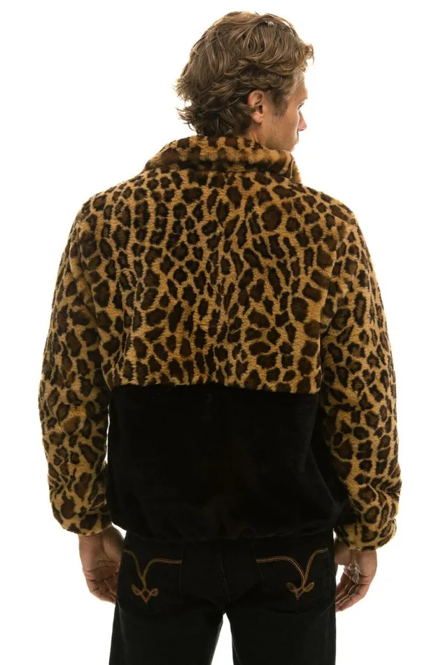 Teddy Unisex Half Zip Color Block Jacket 8211 Cheetah WomenMen Aviator Nation Teddy Jackets