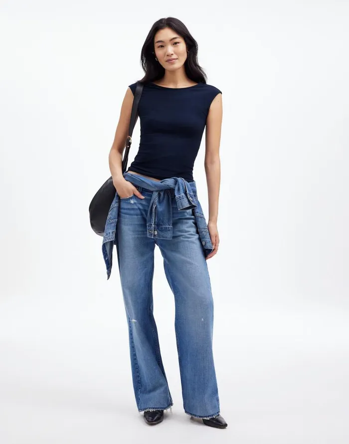 Tees Women Madewell Scoopneck CapSleeve Tee Deep Indigo