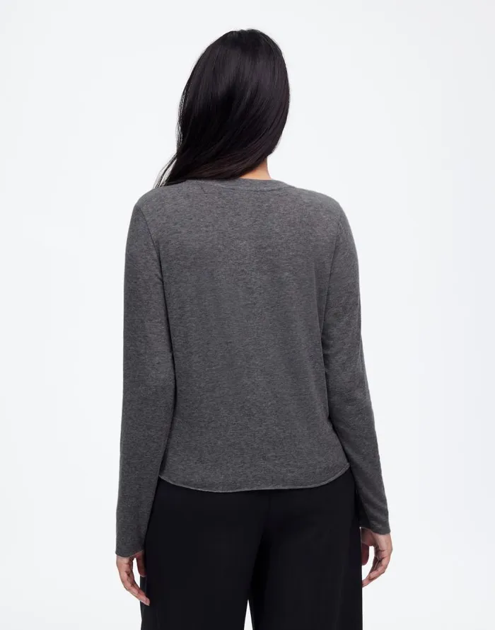 Tees Women Madewell WoolBlend Crewneck Cardigan Hthr Coal