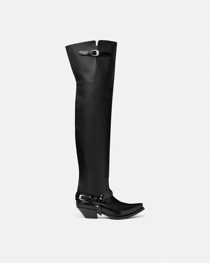 Texano ThighHigh Boots 40 Mm Black Men Versace Boots
