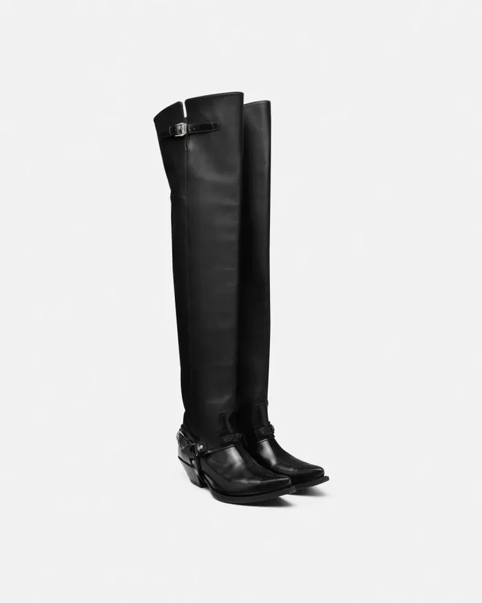 Texano ThighHigh Boots 40 Mm Black Men Versace Boots