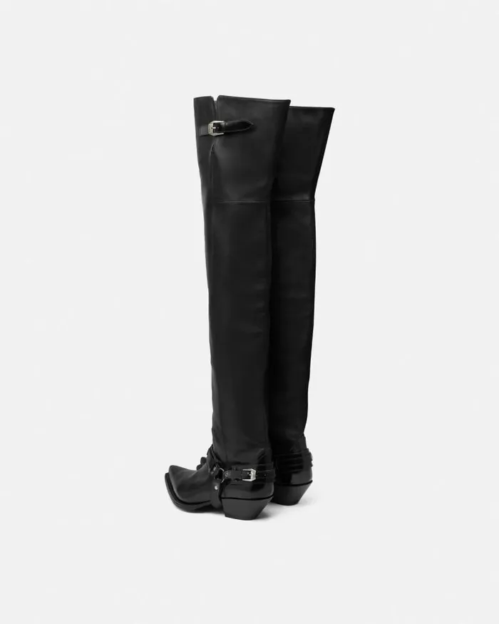 Texano ThighHigh Boots 40 Mm Black Men Versace Boots
