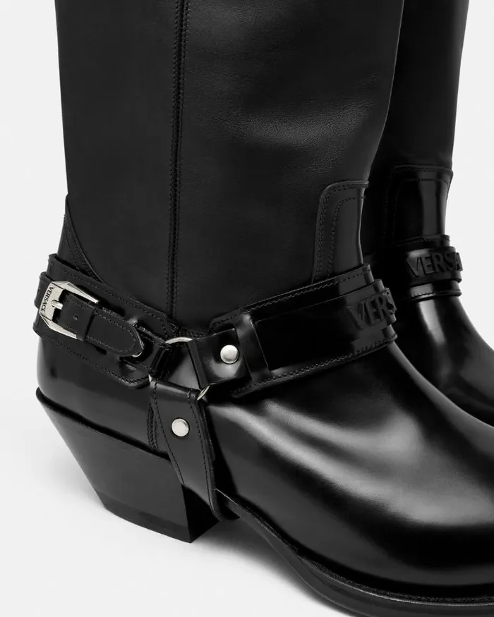 Texano ThighHigh Boots 40 Mm Black Men Versace Boots