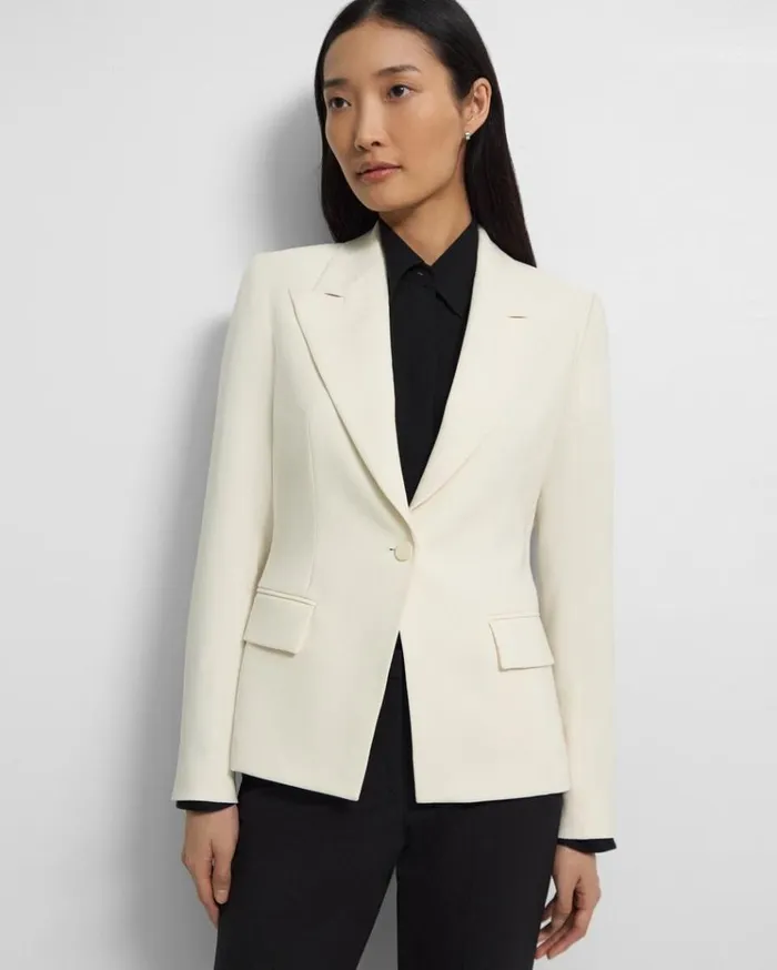 Theory Angled Blazer In Admiral Crepe Rice Women Suits
