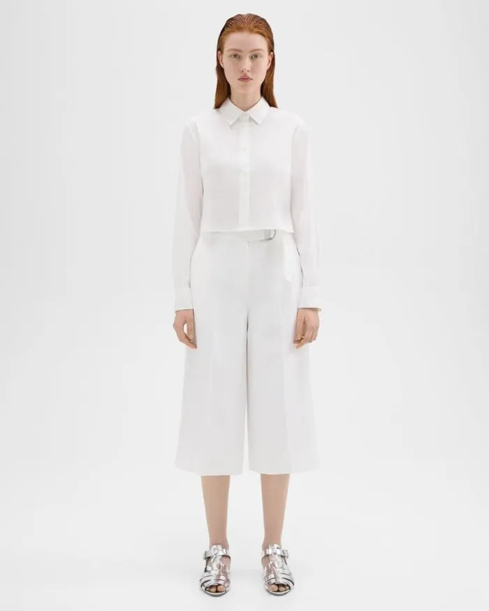 Theory Belted Culotte In Viscose White Women Pants