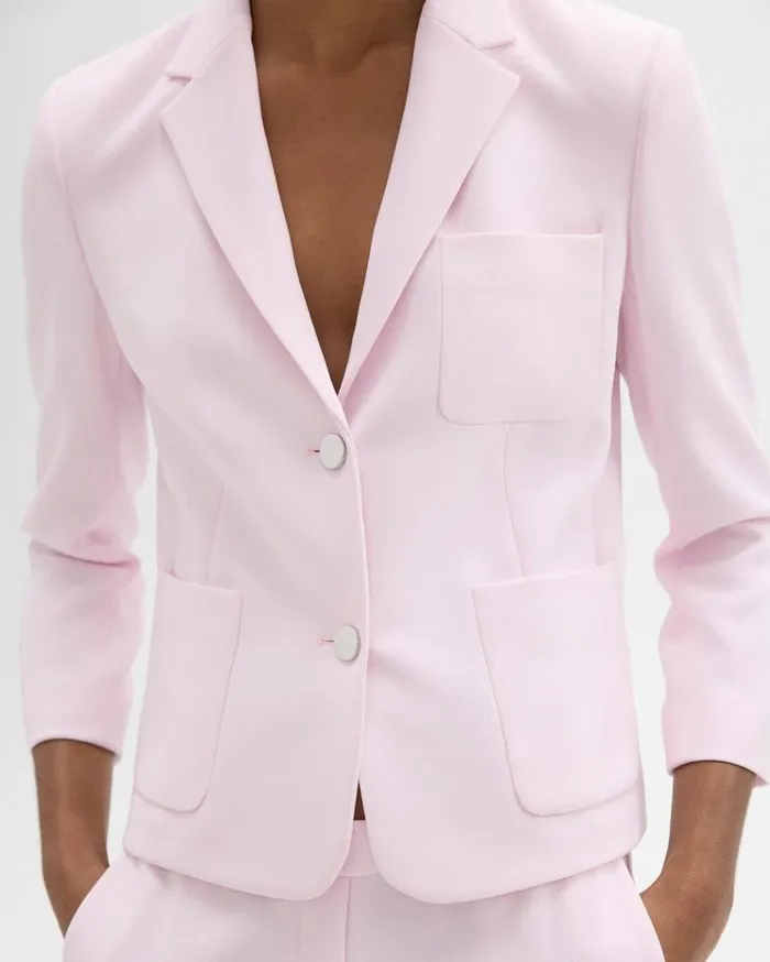 Theory Boxy Patch Pocket Blazer In Admiral Crepe Bloom Women Suits