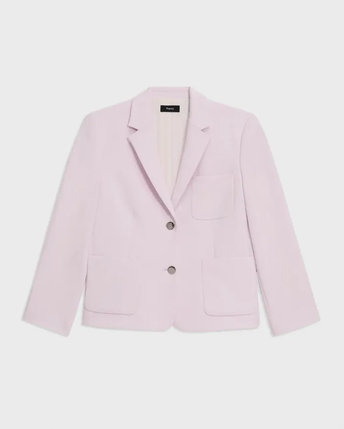 Theory Boxy Patch Pocket Blazer In Admiral Crepe Bloom Women Suits