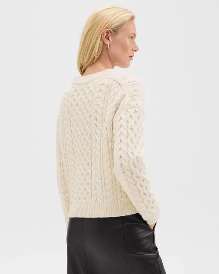 Theory Cable Knit Sweater In Felted WoolCashmere Ivory Women Sweaters Cardigans Theory Cable Knit Sweater In Felted WoolCashmere Ivory Women Sweaters Cardigans